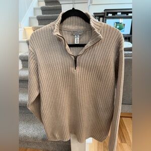 Covington Cream Ribbed Quarter-zip Knit Sweater Size 2XL